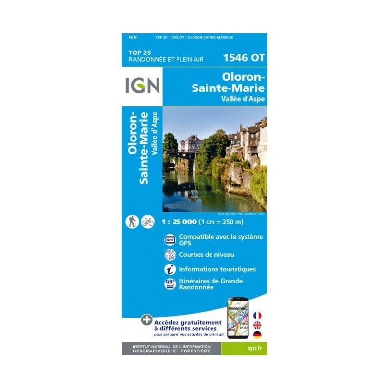 Carte IGN 1546OT Oloron Ste Marie/Valle d'Aspe (GPS)