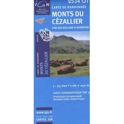 Carte De Randonnee Monts Du Cezallier 1/25000