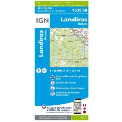 Carte IGN 1538SB Landiras/Hostens (GPS)