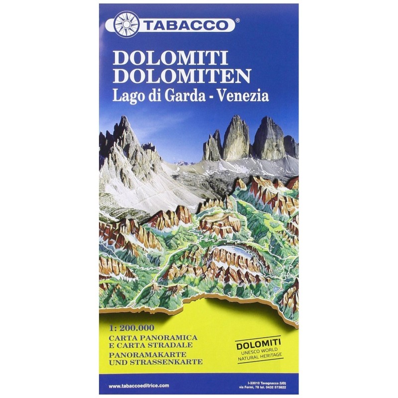 Carte des Dolomites, lac de Garde et Venise