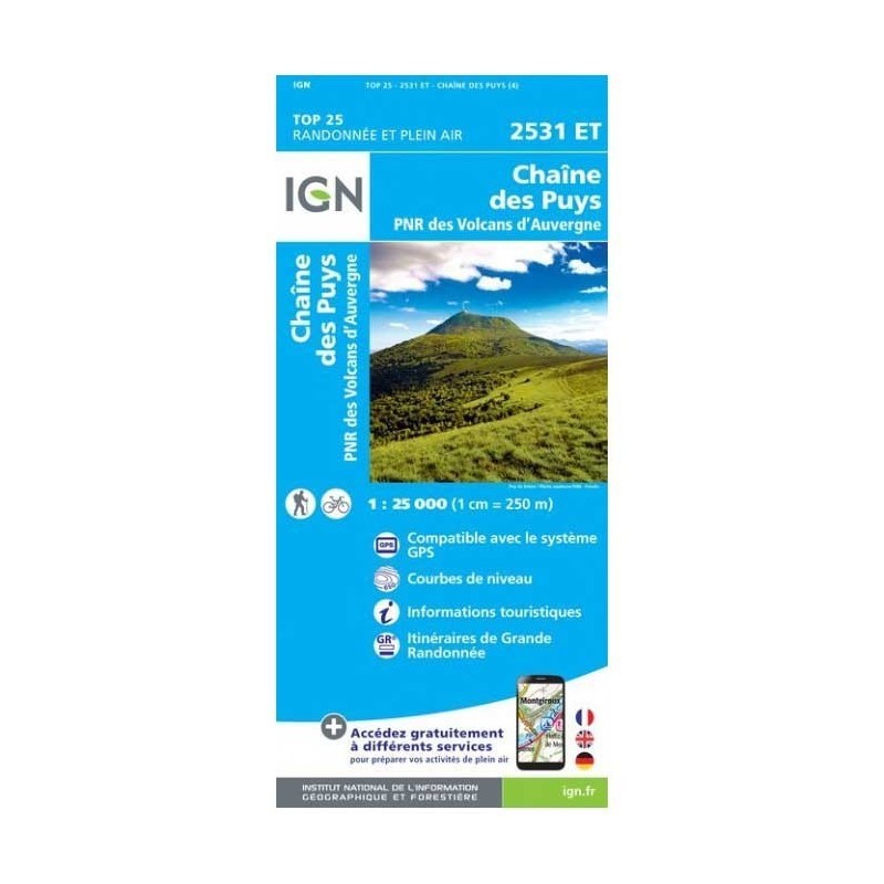 2531ET - Chaîne des puys - PNR des volcans d'auvergne