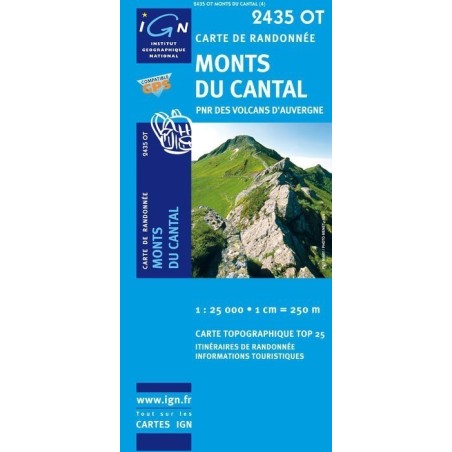 Carte 2435 OT - Monts-Du-Cantal/PNR Des Volcans D'Auvergne (GPS)