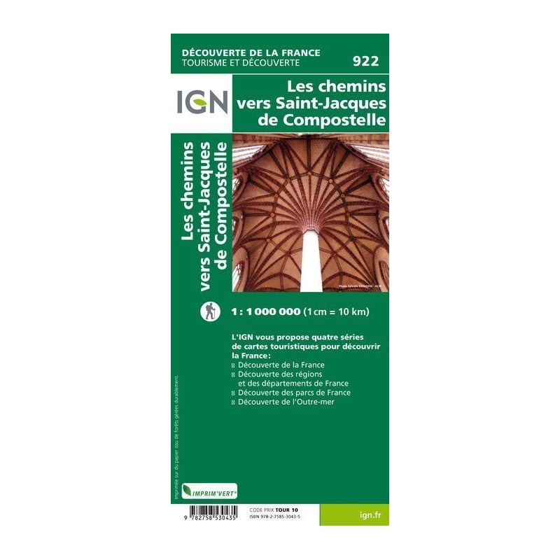Carte 1M922 Les Chemins vers Saint-Jacques-De-Compostelle